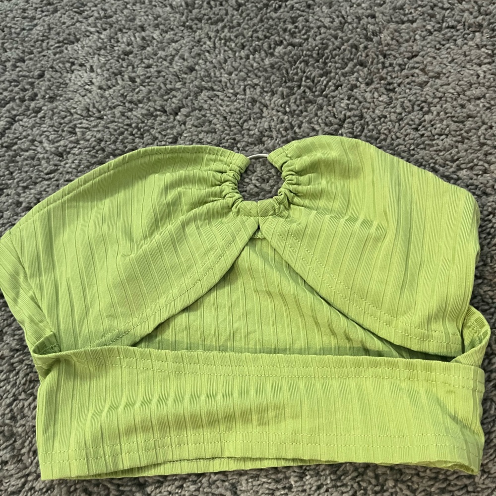 Light green going out tube top with rings and cut out